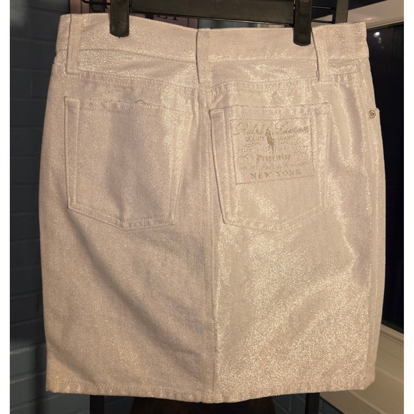 Vintage Y2K Ralph Lauren Metallic Denim Mini Skirt 90's Shimmer Made In The USA. - Picture 4 of 7